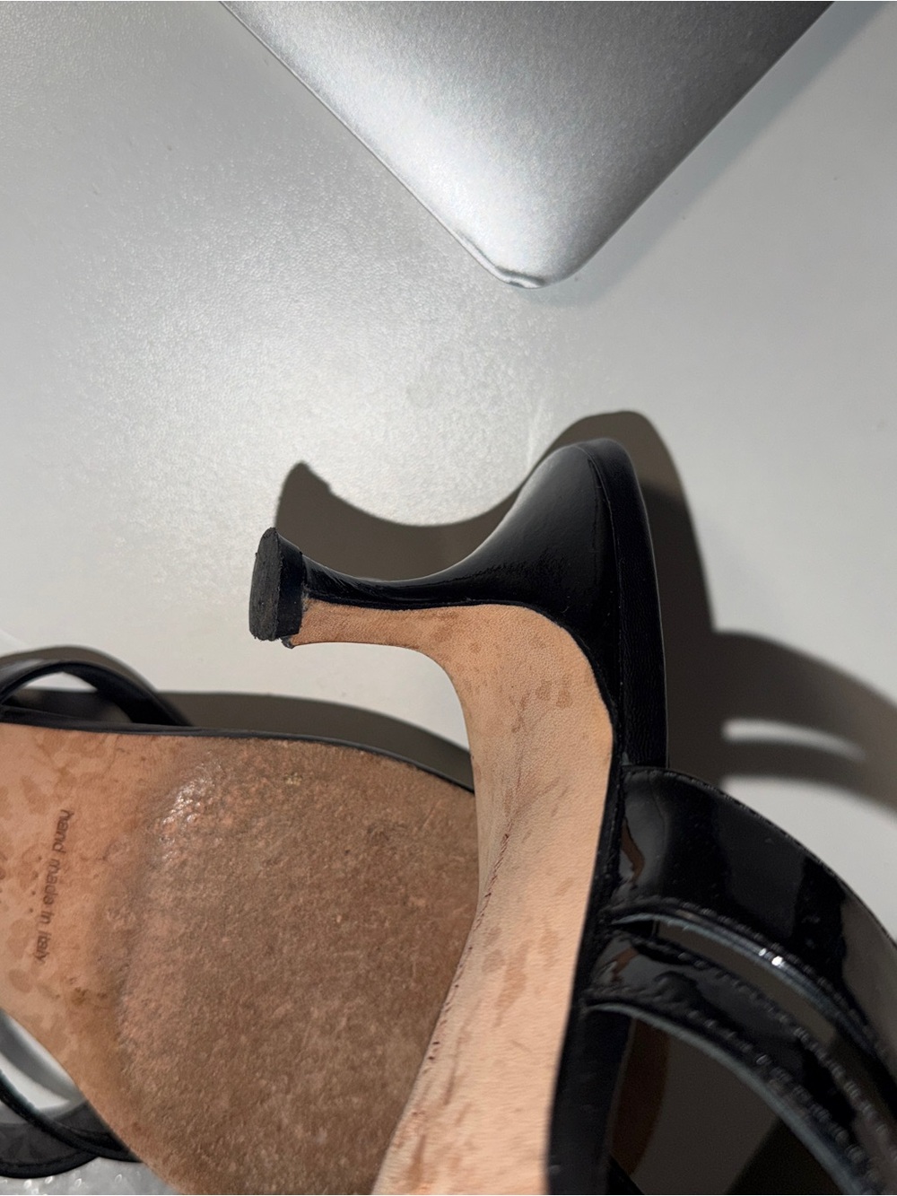 Manolo Blahnik Black Patent Leather Strappy Sandals - Picture 4 of 5